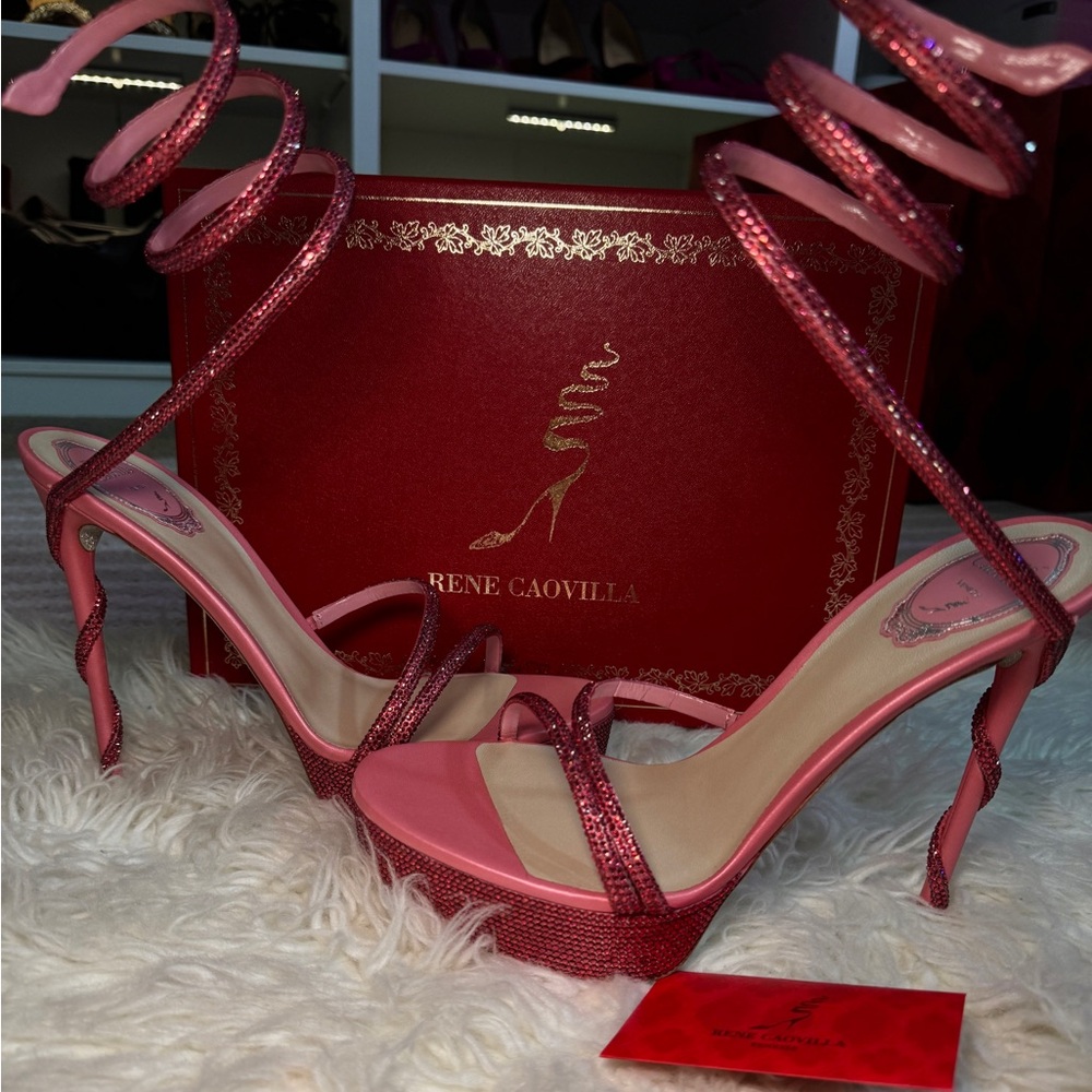 Rene Caovilla - Margot Pink Platform Sandal 120